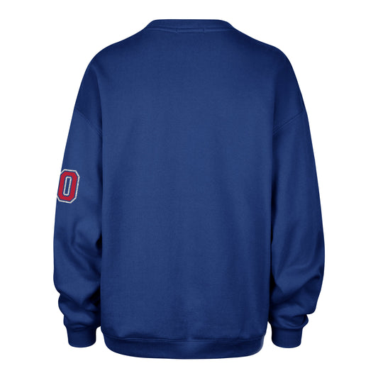 BUFFALO BILLS STONEY CLOVER LANE X '47 OVERSIZED GLITTER ARCH CREW WOMENS ROYAL