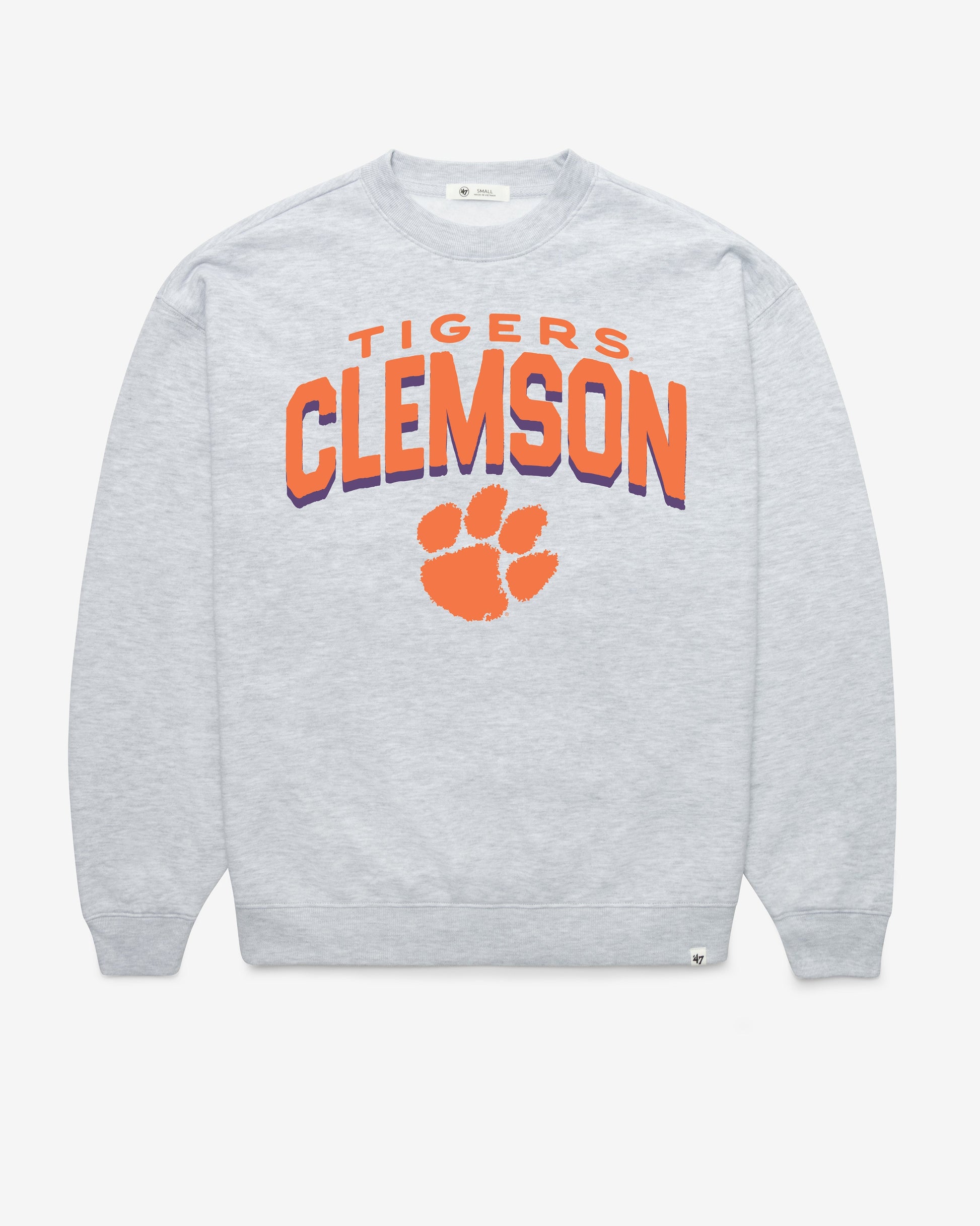 CLEMSON TIGERS CAMPUS ARCH CLOUD '47 OVERSIZED CREW WOMENS RELAY GREY