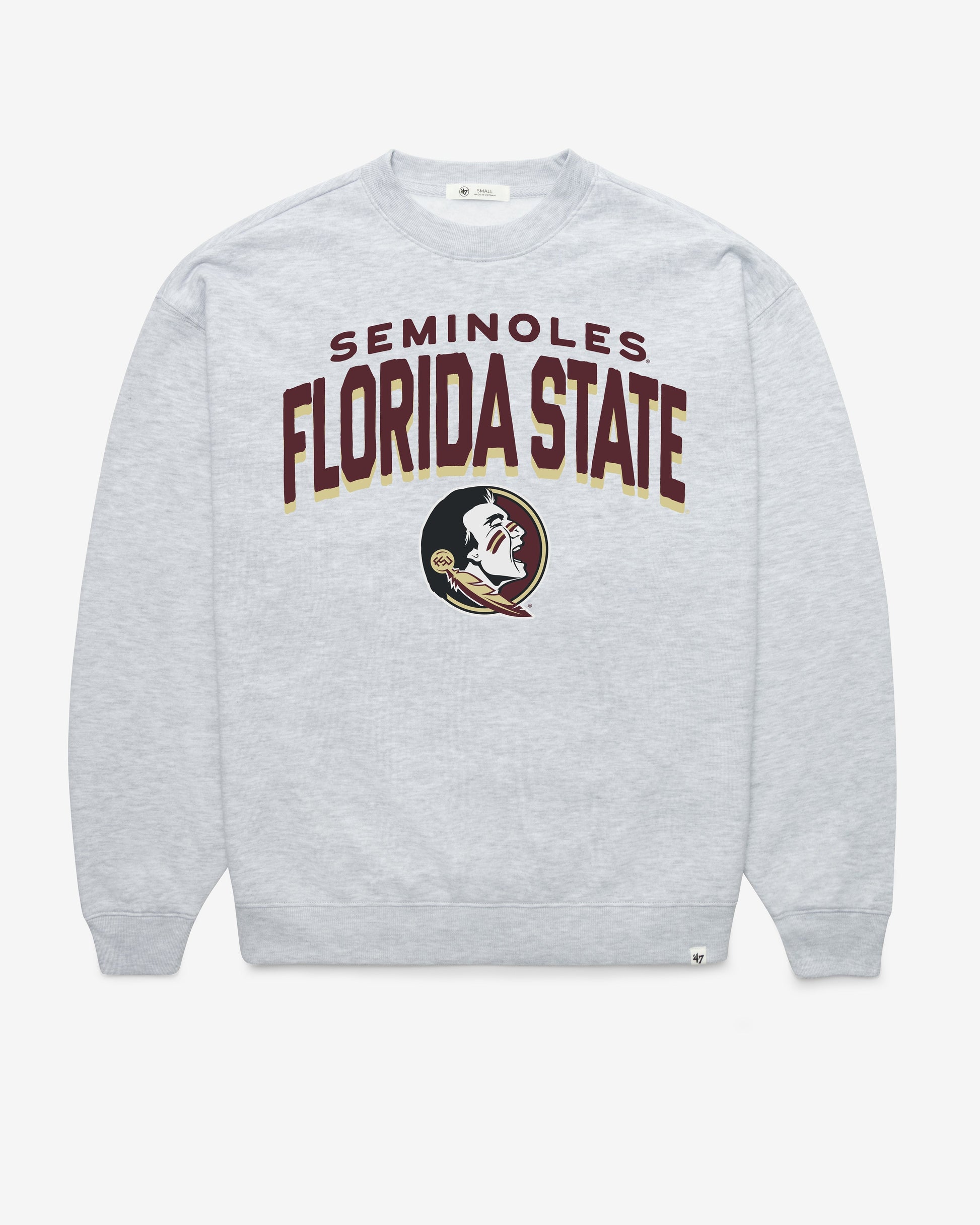 FLORIDA STATE SEMINOLES CAMPUS ARCH CLOUD '47 OVERSIZED CREW WOMENS RELAY GREY