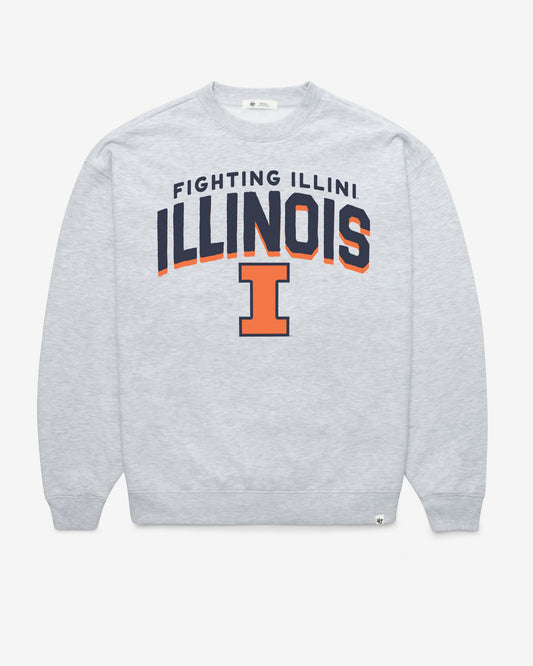 ILLINOIS FIGHTING ILLINI CAMPUS ARCH CLOUD '47 OVERSIZED CREW WOMENS RELAY GREY
