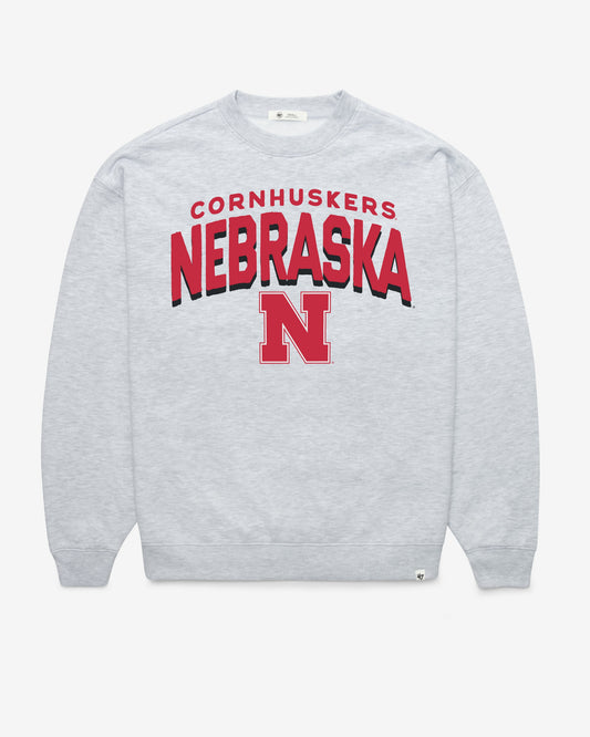NEBRASKA CORNHUSKERS CAMPUS ARCH CLOUD '47 OVERSIZED CREW WOMENS RELAY GREY