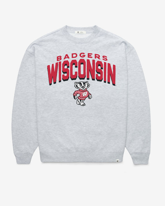 WISCONSIN BADGERS CAMPUS ARCH CLOUD '47 OVERSIZED CREW WOMENS RELAY GREY