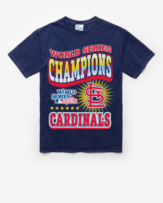 ST. LOUIS CARDINALS COOPERSTOWN WORLD SERIES LOCKER VINTAGE '47 TUBULAR TEE DT NAVY