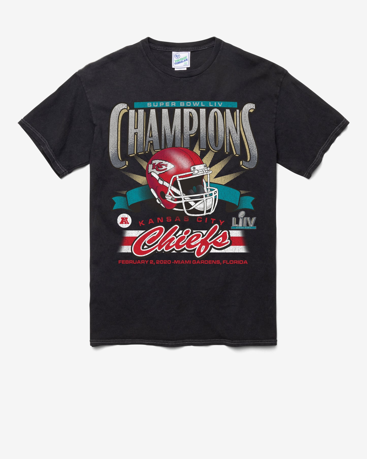 KANSAS CITY CHIEFS LOCKER VINTAGE '47 TUBULAR TEE DT BLACK