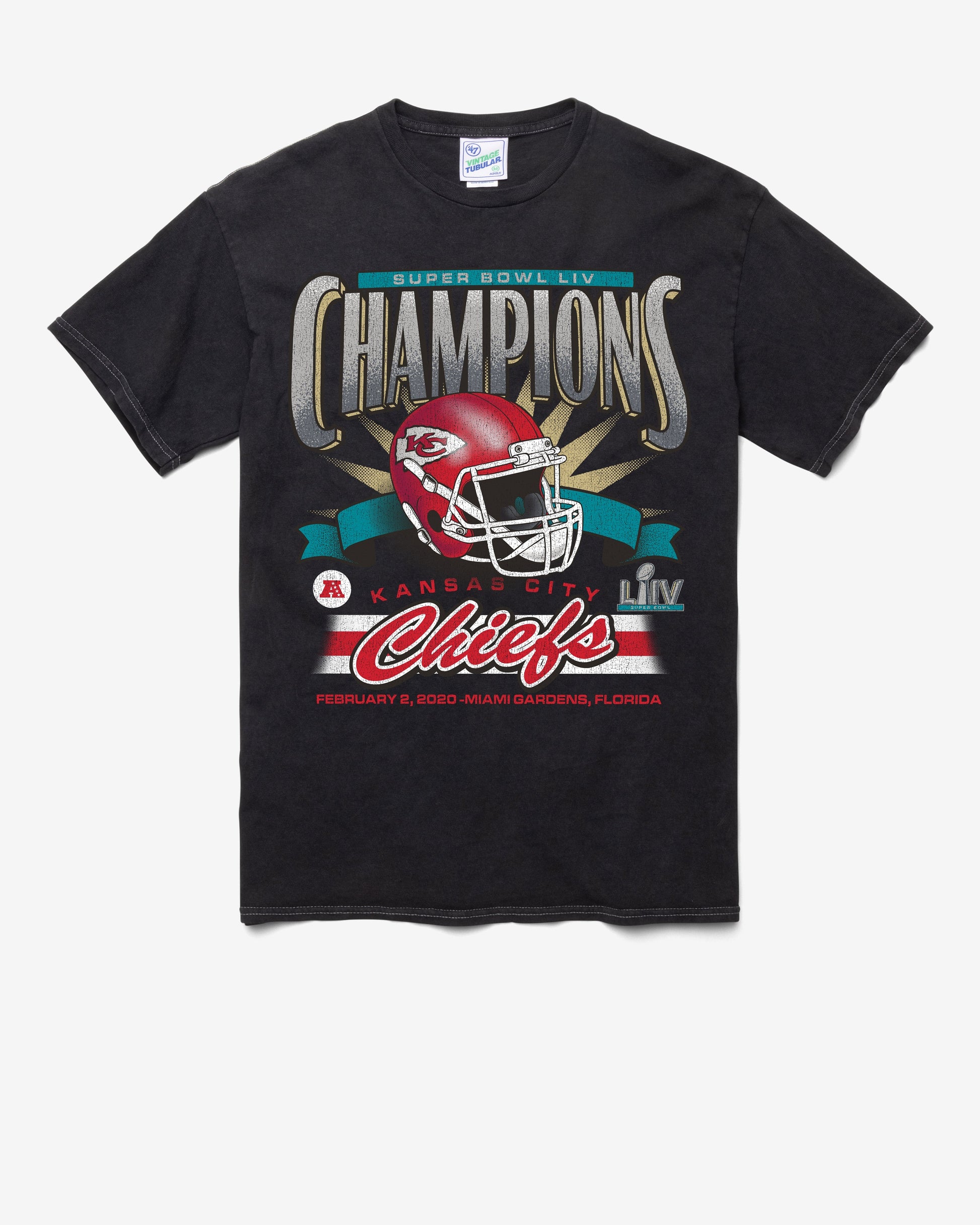 KANSAS CITY CHIEFS LOCKER VINTAGE '47 TUBULAR TEE DT BLACK