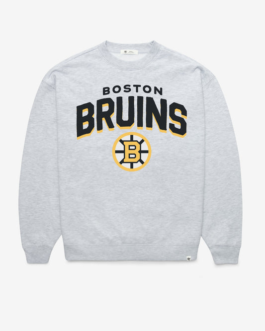 BOSTON BRUINS CAMPUS ARCH CLOUD '47 OVERSIZED CREW WOMENS RELAY GREY