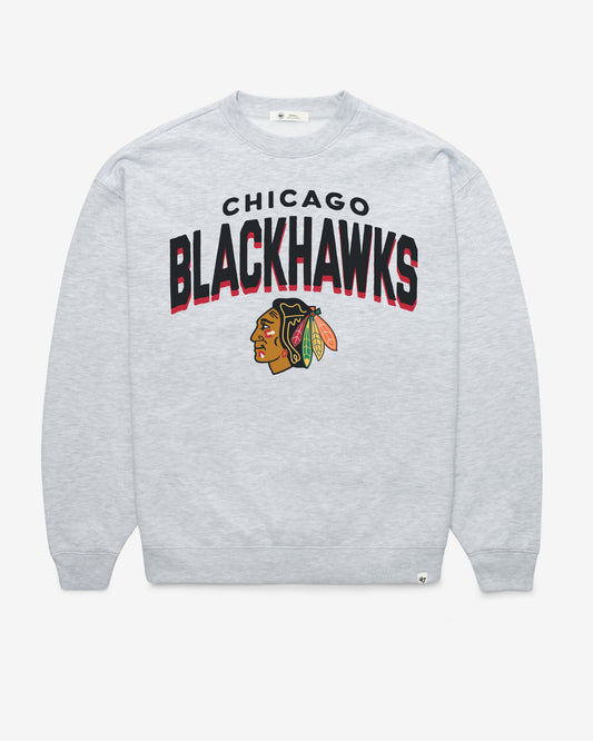CHICAGO BLACKHAWKS CAMPUS ARCH CLOUD '47 OVERSIZED CREW WOMENS RELAY GREY