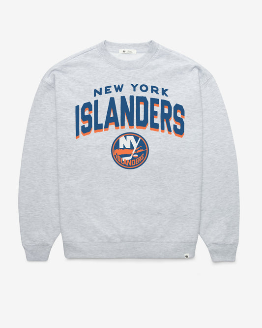NEW YORK ISLANDERS CAMPUS ARCH CLOUD '47 OVERSIZED CREW WOMENS RELAY GREY