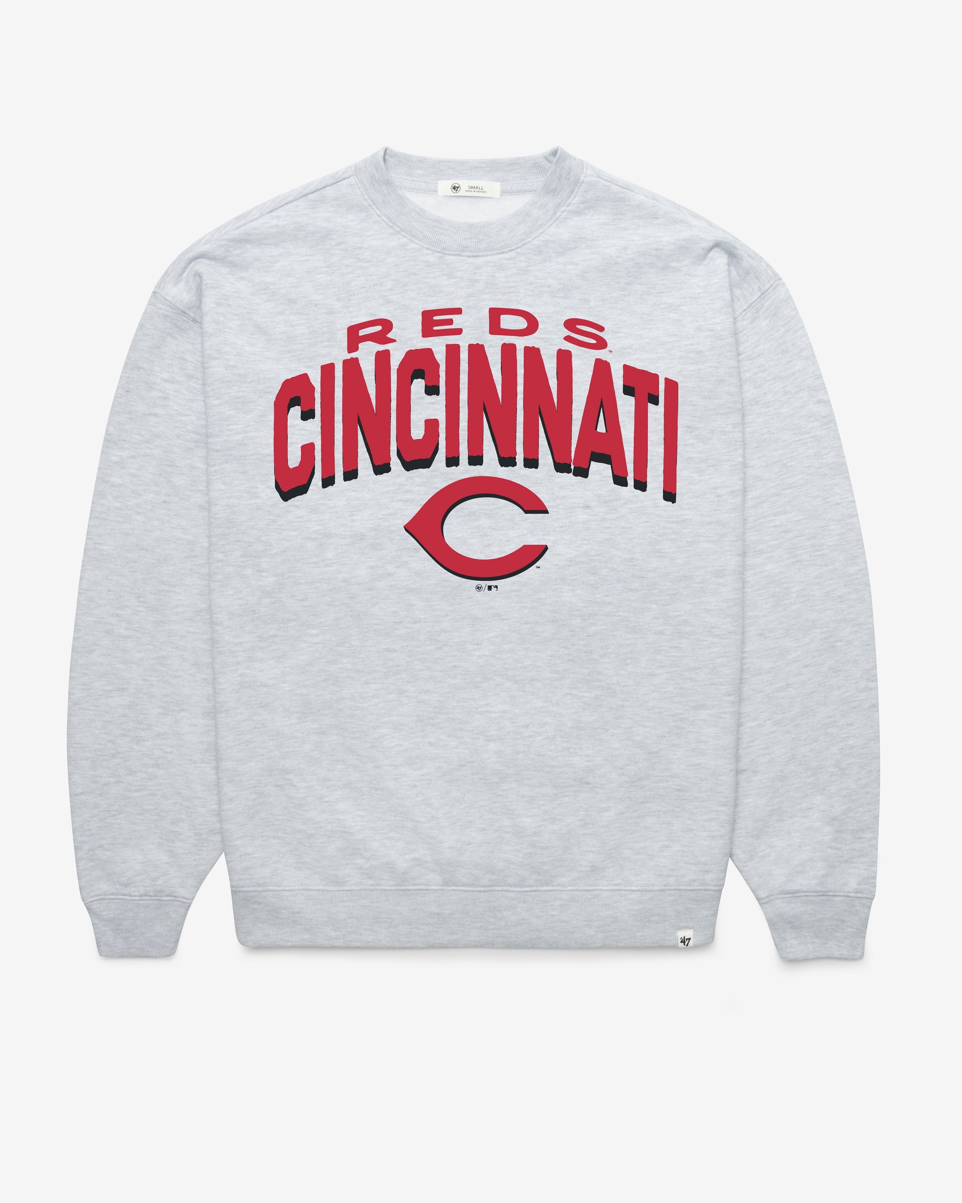 CINCINNATI REDS CAMPUS ARCH CLOUD '47 OVERSIZED CREW WOMENS RELAY GREY