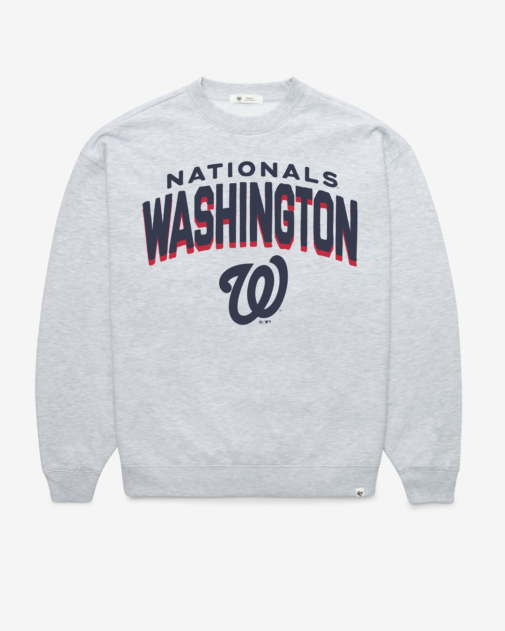 WASHINGTON NATIONALS CAMPUS ARCH CLOUD '47 OVERSIZED CREW WOMENS RELAY GREY