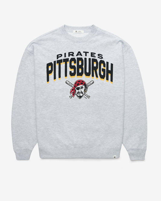 PITTSBURGH PIRATES CAMPUS ARCH CLOUD '47 OVERSIZED CREW WOMENS RELAY GREY