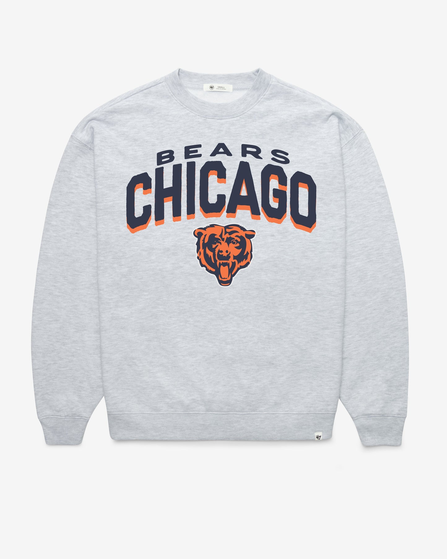 CHICAGO BEARS CAMPUS ARCH CLOUD OVERSIZED CREW WOMENS RELAY GREY