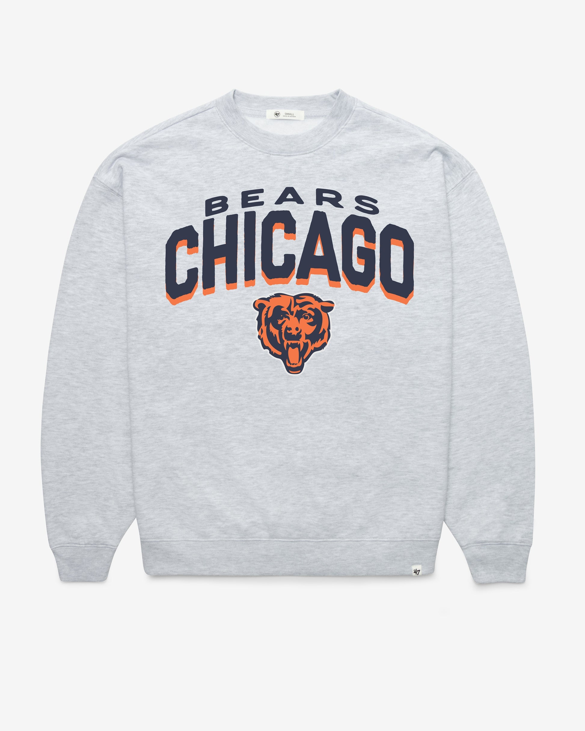 CHICAGO BEARS CAMPUS ARCH CLOUD OVERSIZED CREW WOMENS RELAY GREY