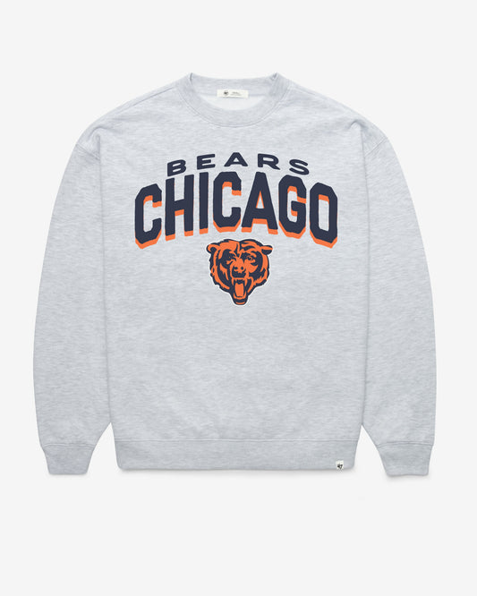 CHICAGO BEARS CAMPUS ARCH CLOUD OVERSIZED CREW WOMENS RELAY GREY
