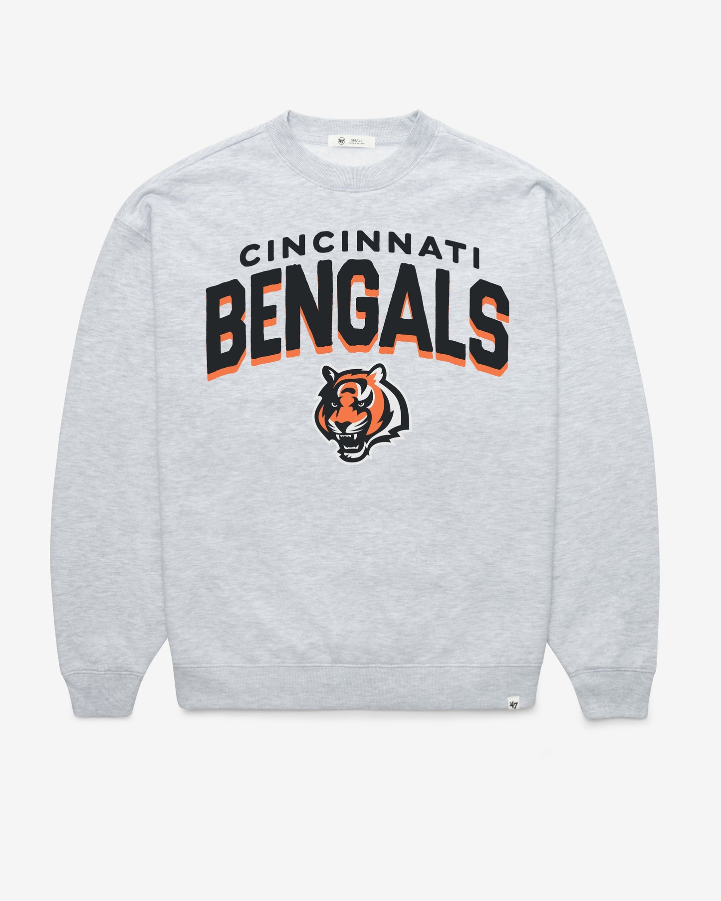 CINCINNATI BENGALS CAMPUS ARCH CLOUD '47 OVERSIZED CREW WOMENS RELAY GREY