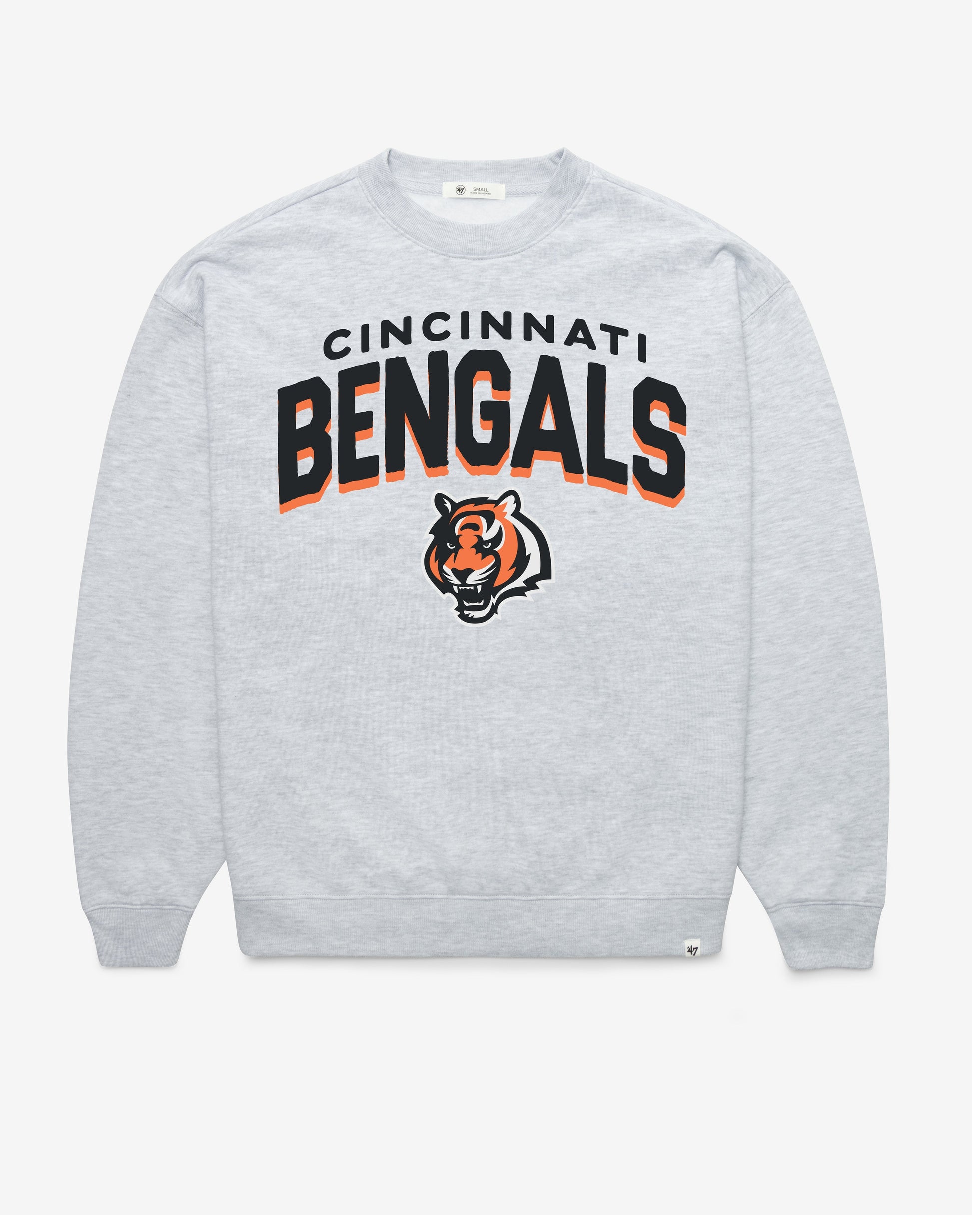 CINCINNATI BENGALS CAMPUS ARCH CLOUD '47 OVERSIZED CREW WOMENS RELAY GREY