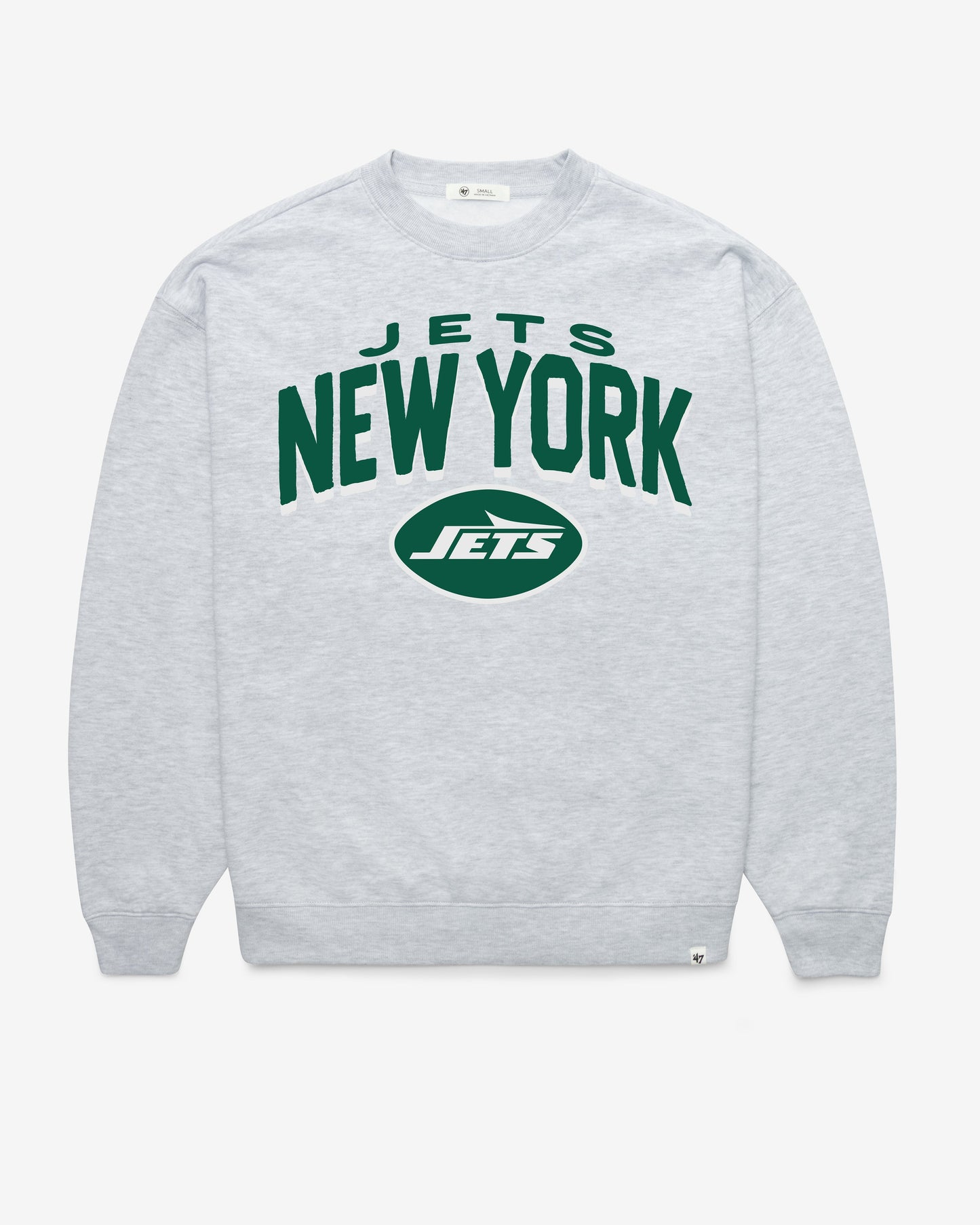 NEW YORK JETS CAMPUS ARCH CLOUD '47 OVERSIZED CREW WOMENS RELAY GREY