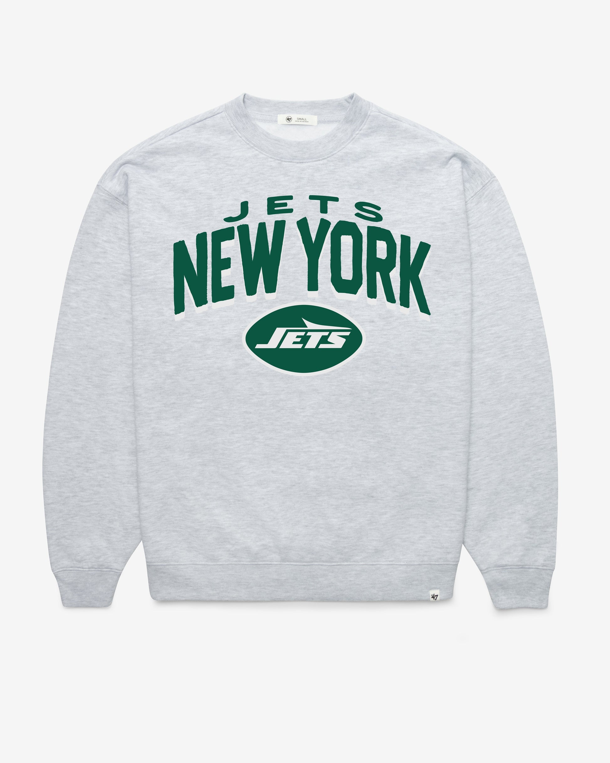 NEW YORK JETS CAMPUS ARCH CLOUD '47 OVERSIZED CREW WOMENS RELAY GREY