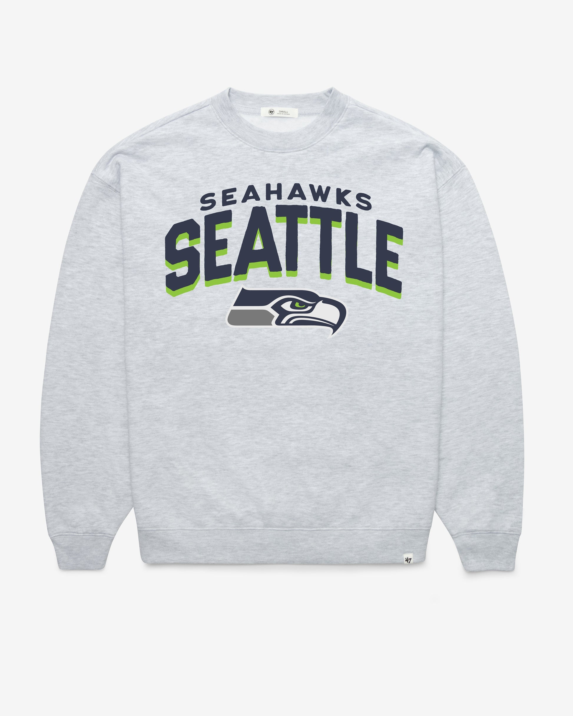 SEATTLE SEAHAWKS CAMPUS ARCH CLOUD '47 OVERSIZED CREW WOMENS RELAY GREY