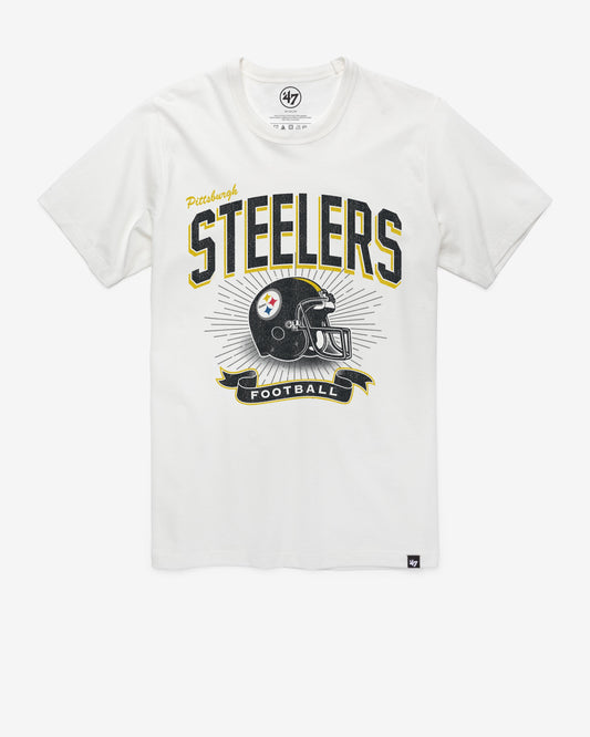 PITTSBURGH STEELERS HISTORIC PRIME '47 PLAY FRANKLIN TEE WHITE WASH