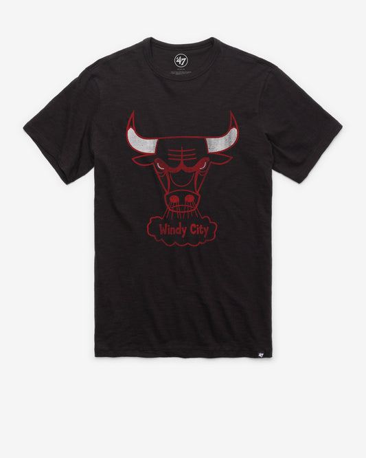 CHICAGO BULLS HARDWOOD CLASSICS GRIT '47 SCRUM TEE JET BLACK