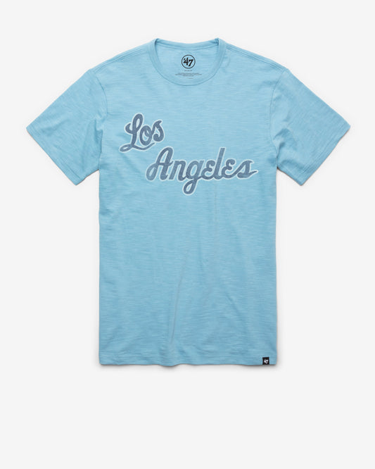 LOS ANGELES LAKERS HARDWOOD CLASSICS GRIT WORDMARK '47 SCRUM TEE CAROLINA
