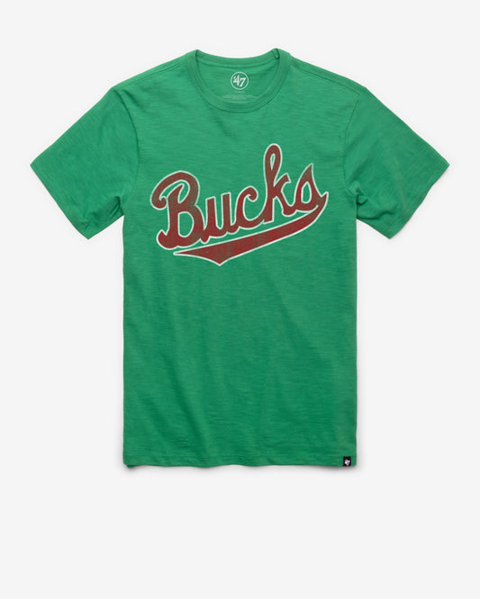 MILWAUKEE BUCKS HARDWOODS CLASSICS GRIT WORDMARK '47 SCRUM TEE KELLY
