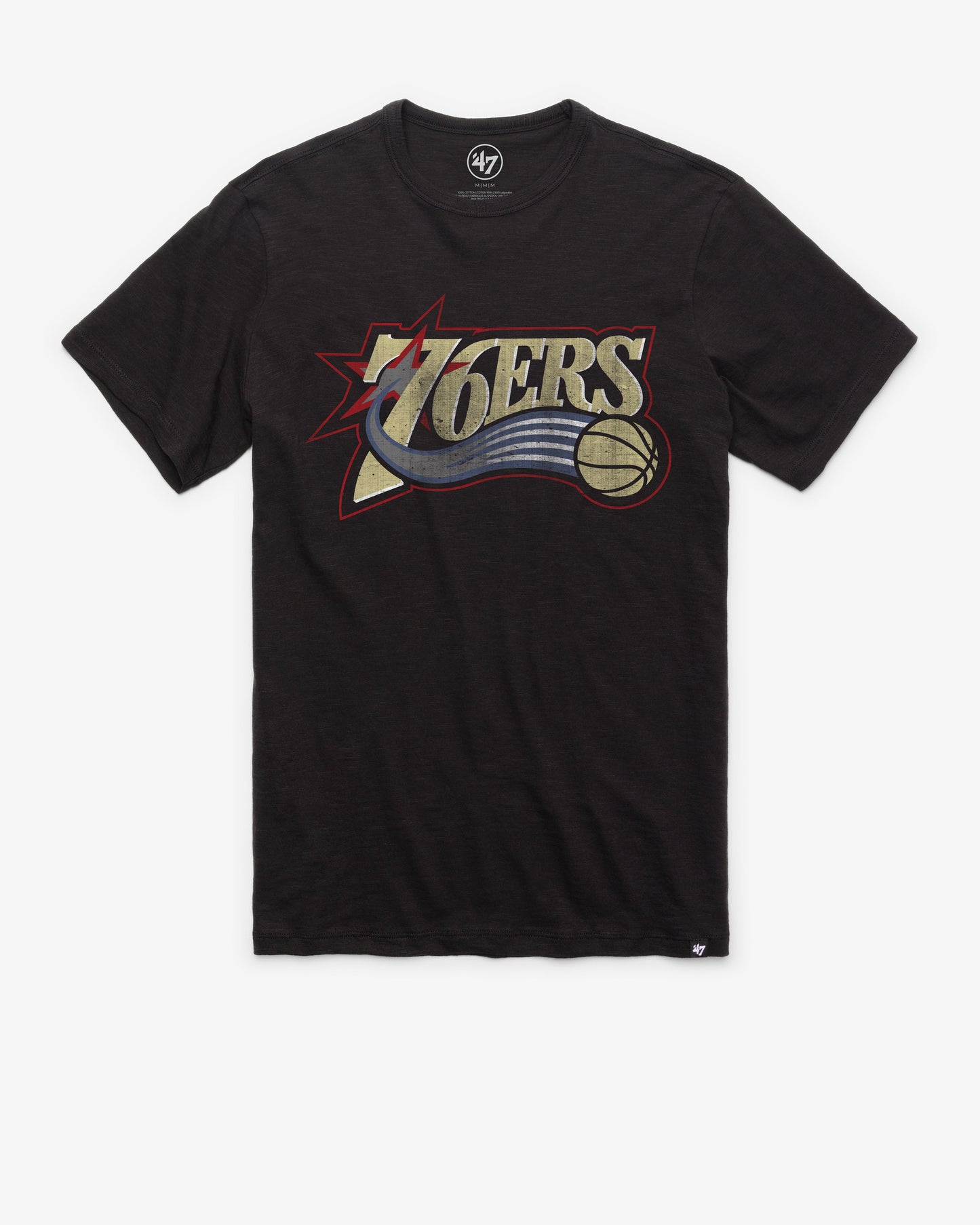 PHILADELPHIA 76ERS HARDWOOD CLASSICS GRIT '47 SCRUM TEE JET BLACK