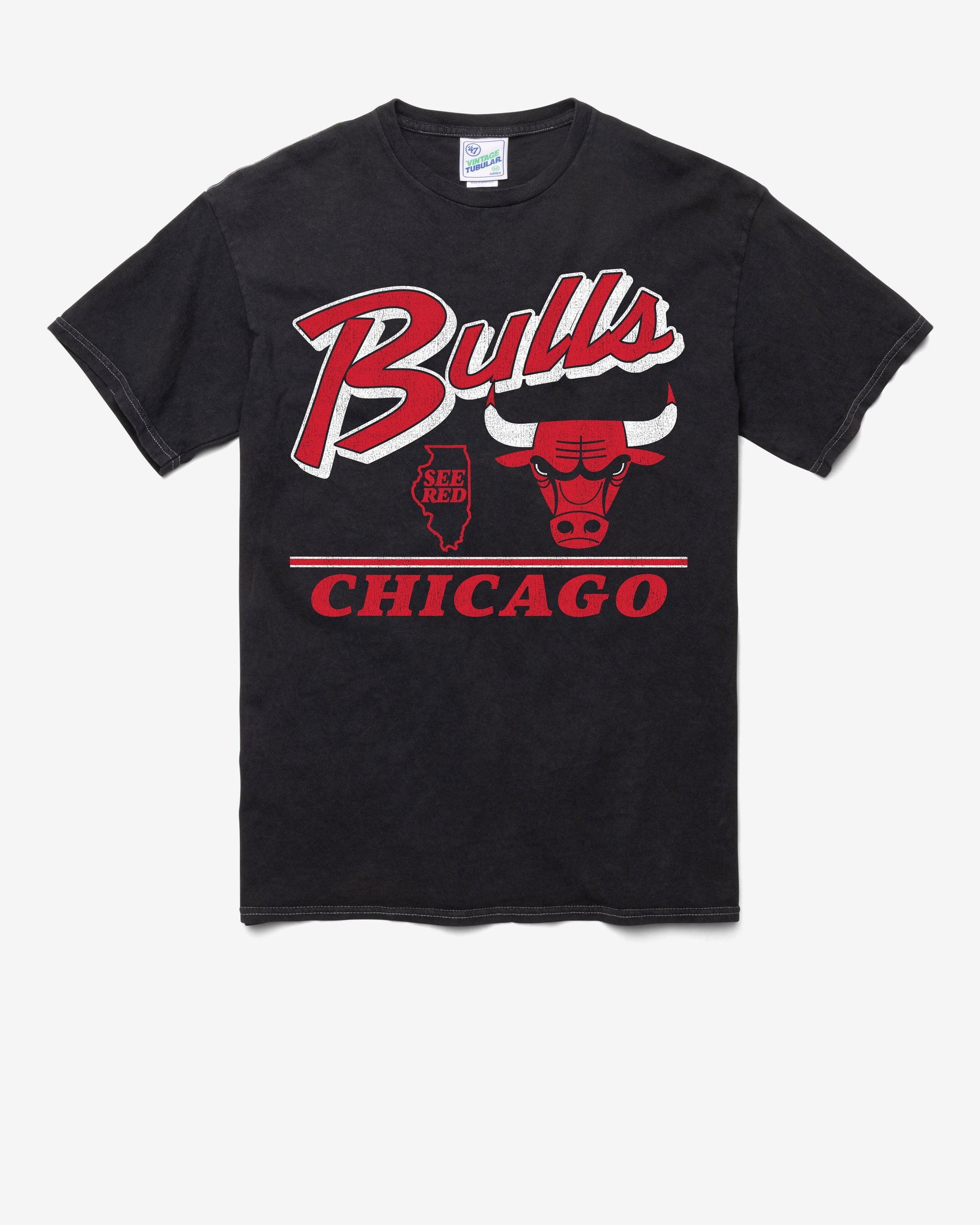 CHICAGO BULLS FLY BY VINTAGE '47 TUBULAR TEE DT BLACK