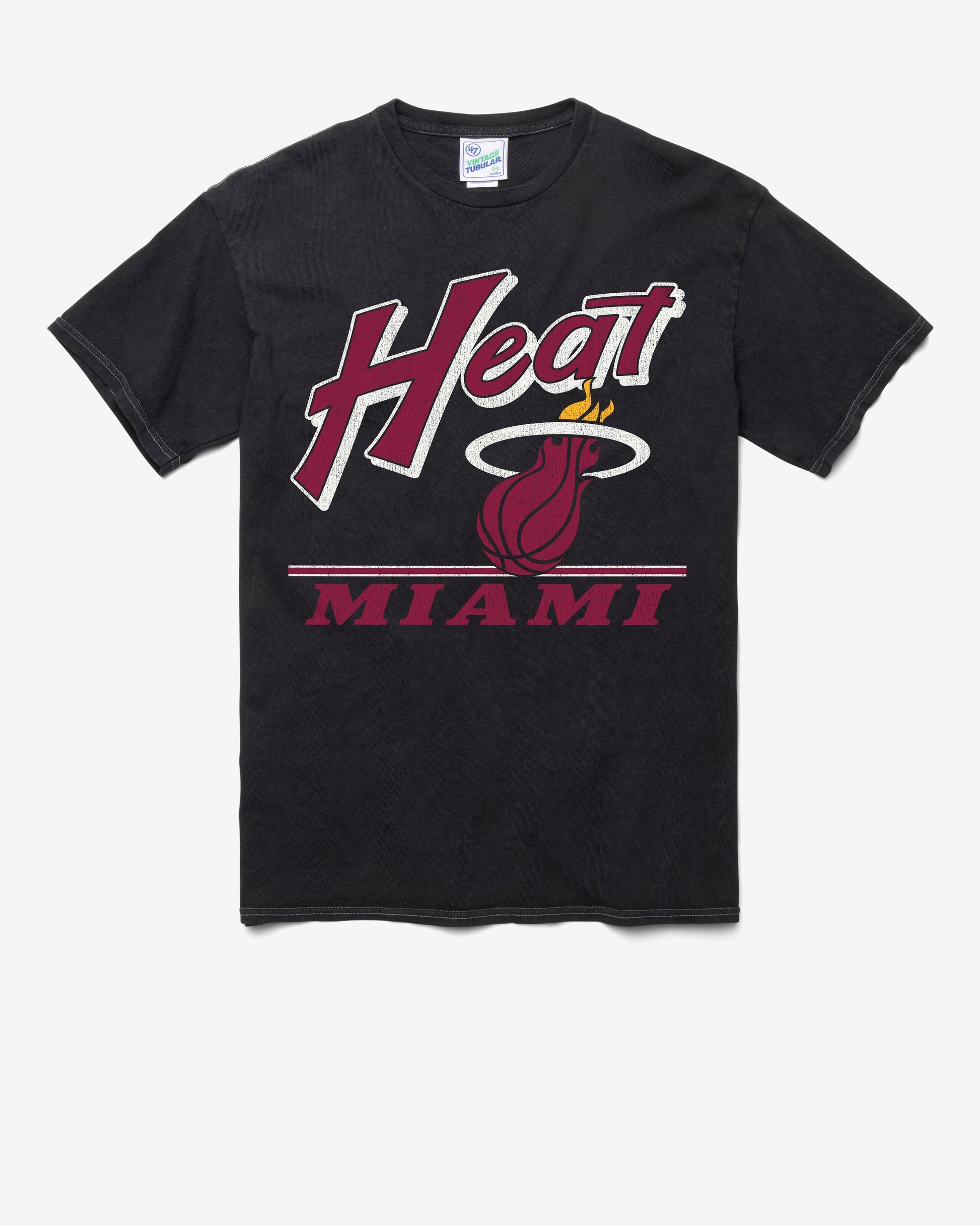MIAMI HEAT FLY BY VINTAGE '47 TUBULAR TEE DT BLACK