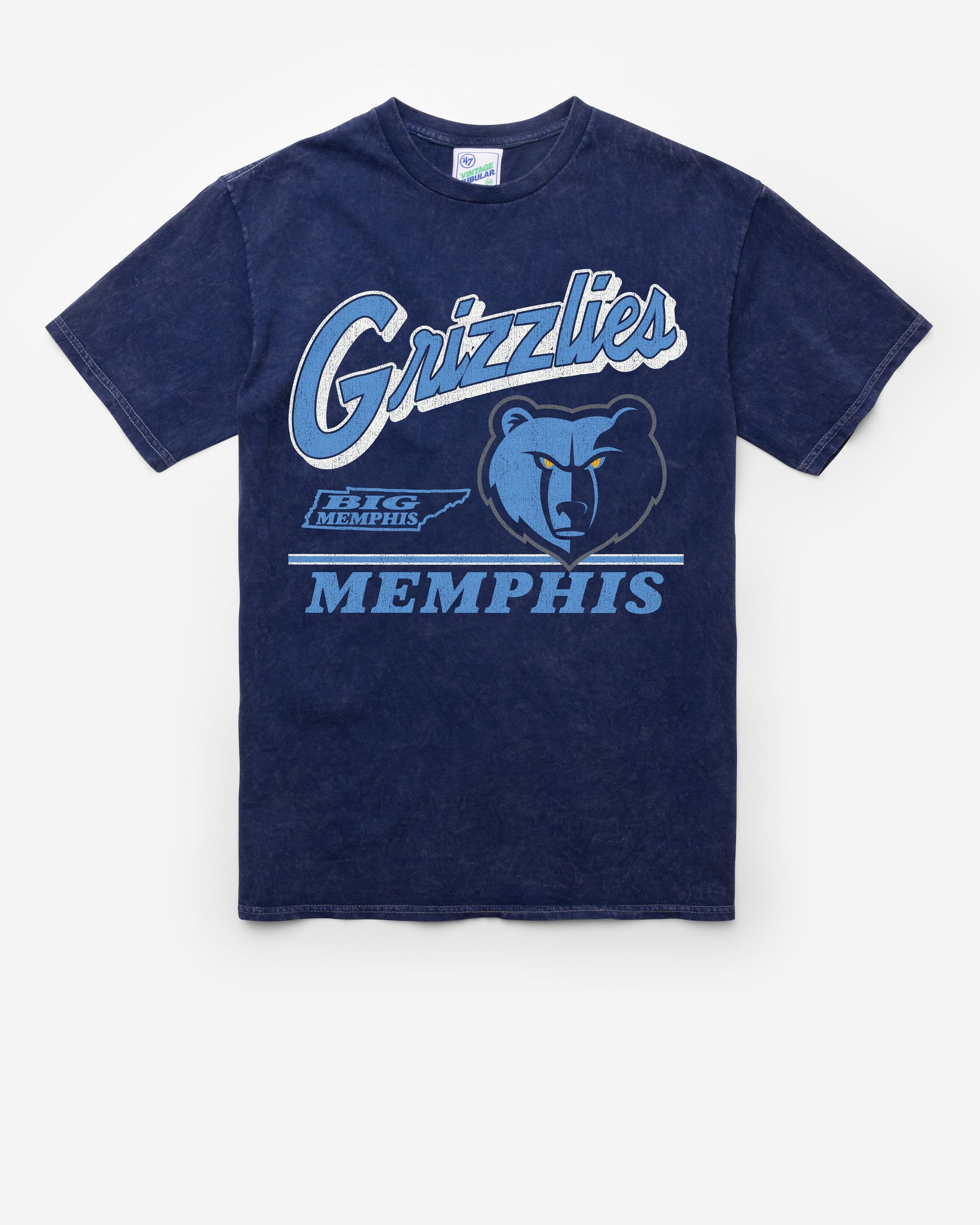 MEMPHIS GRIZZLIES FLY BY VINTAGE '47 TUBULAR TEE DT NAVY