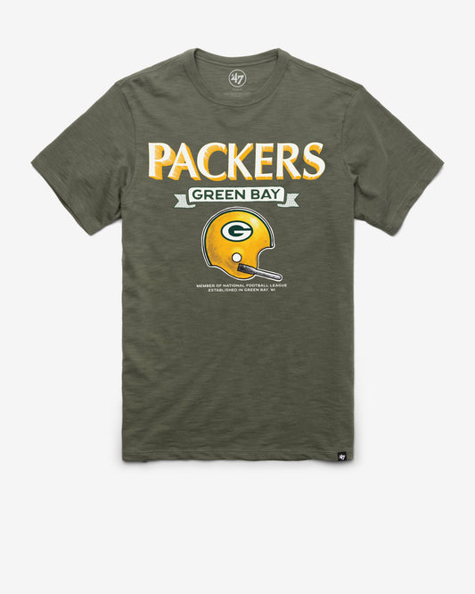 GREEN BAY PACKERS HISTORIC LONG HAUL '47 SCRUM TEE BOTTLE GREEN