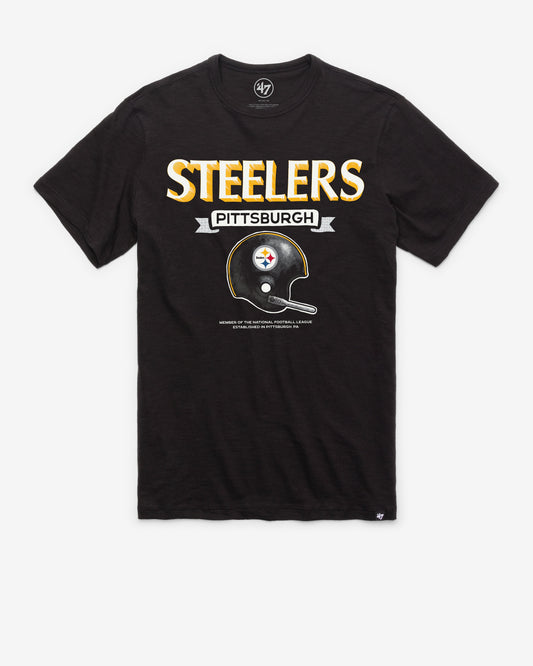 PITTSBURGH STEELERS HISTORIC LONG HAUL '47 SCRUM TEE JET BLACK