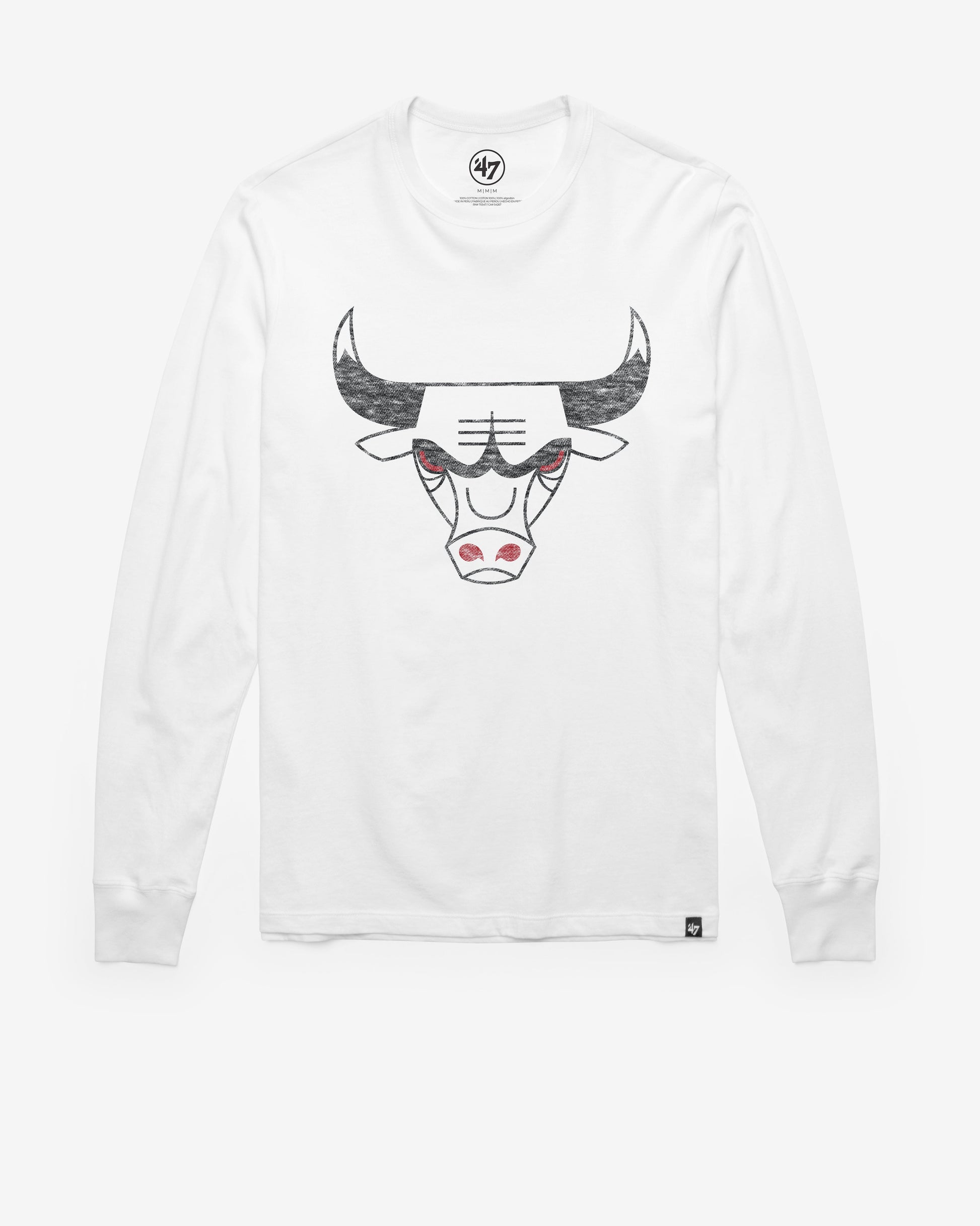 CHICAGO BULLS HARDWOOD CLASSICS PREMIER '47 FRANKLIN LONG SLEEVE TEE WHITE WASH
