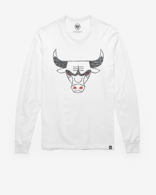 CHICAGO BULLS HARDWOOD CLASSICS PREMIER '47 FRANKLIN LONG SLEEVE TEE WHITE WASH