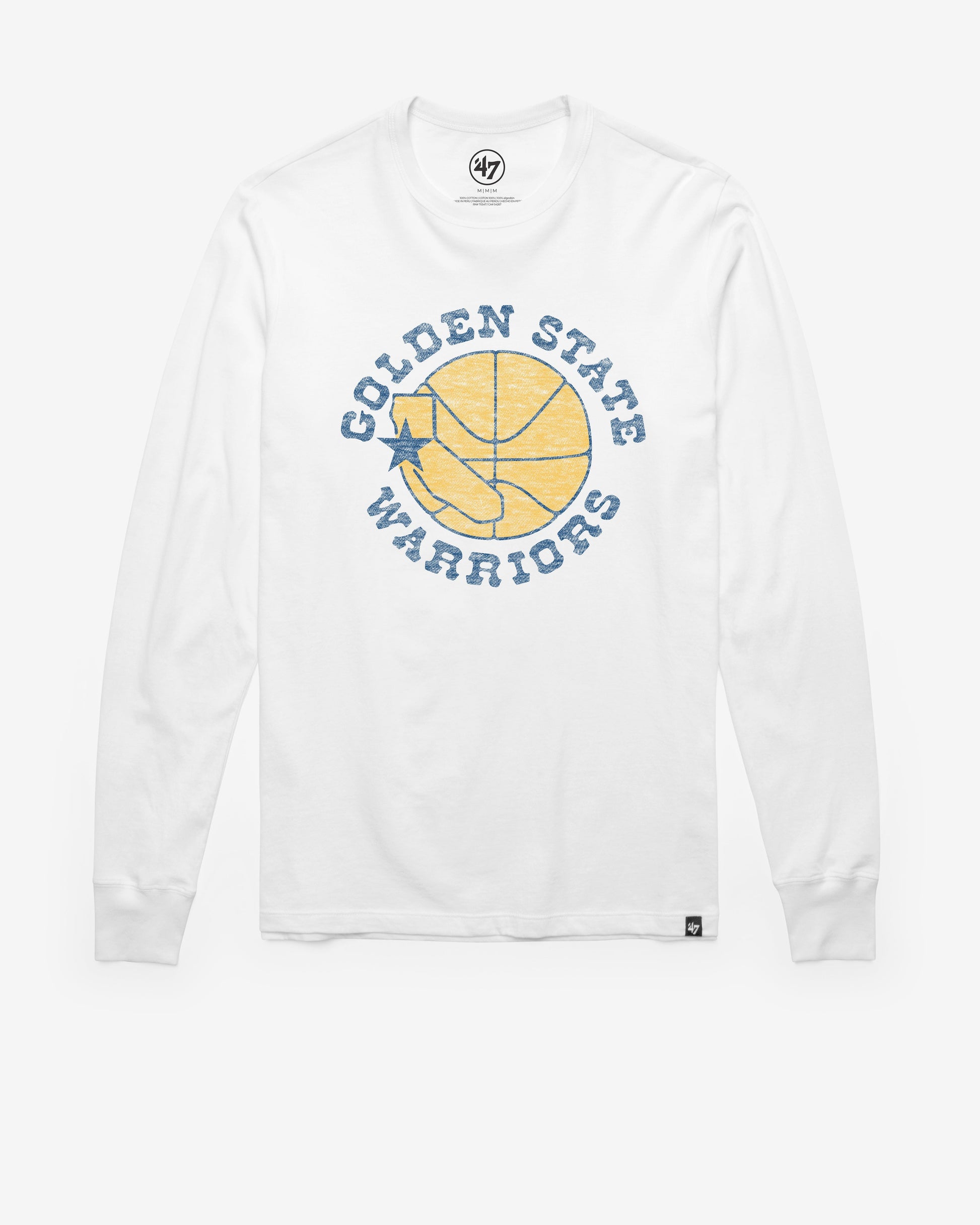 GOLDEN STATE WARRIORS HARDWOOD CLASSICS PREMIER '47 FRANKLIN LONG SLEEVE TEE WHITE WASH