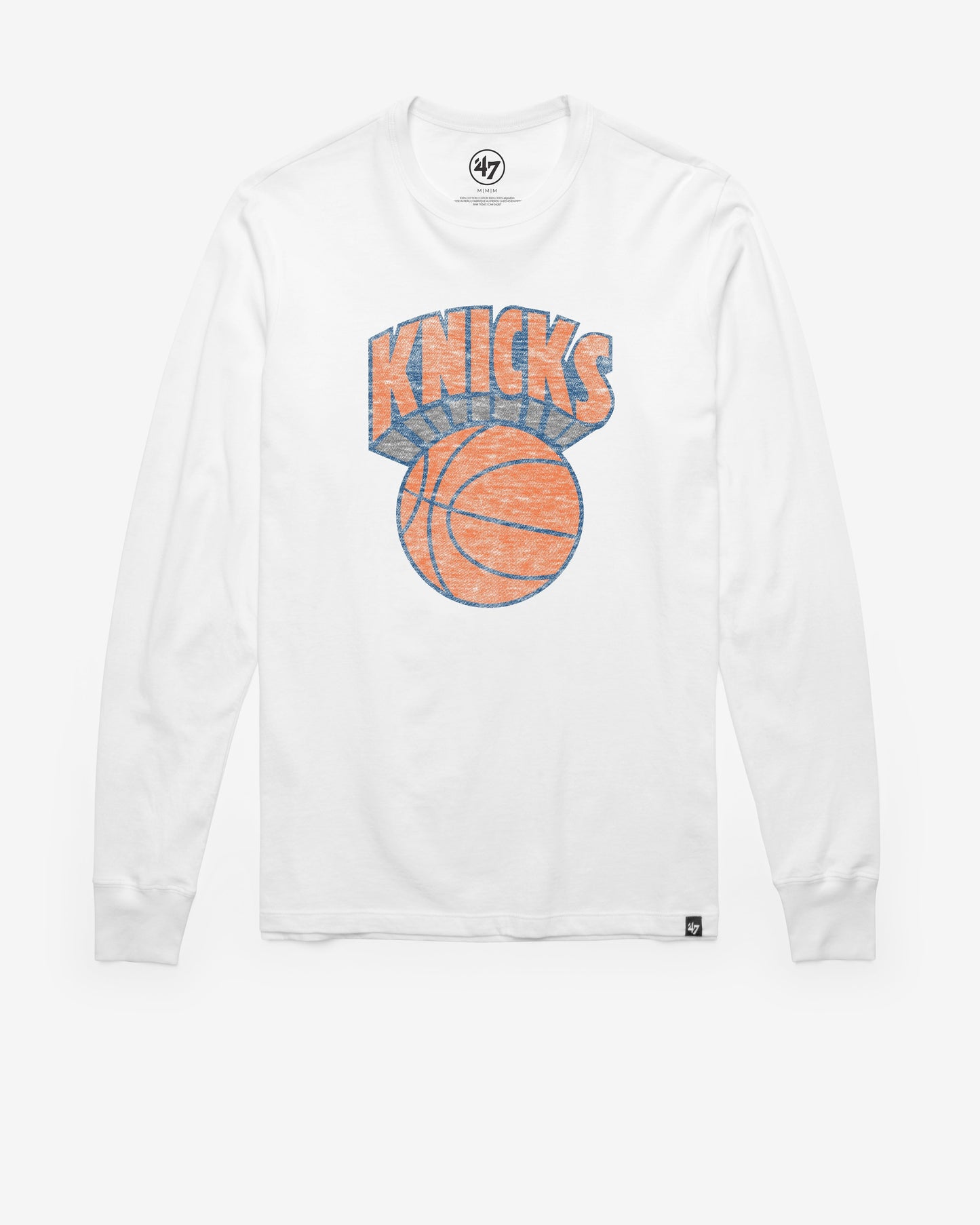 NEW YORK KNICKS HARDWOOD CLASSICS PREMIER '47 FRANKLIN LONG SLEEVE TEE WHITE WASH
