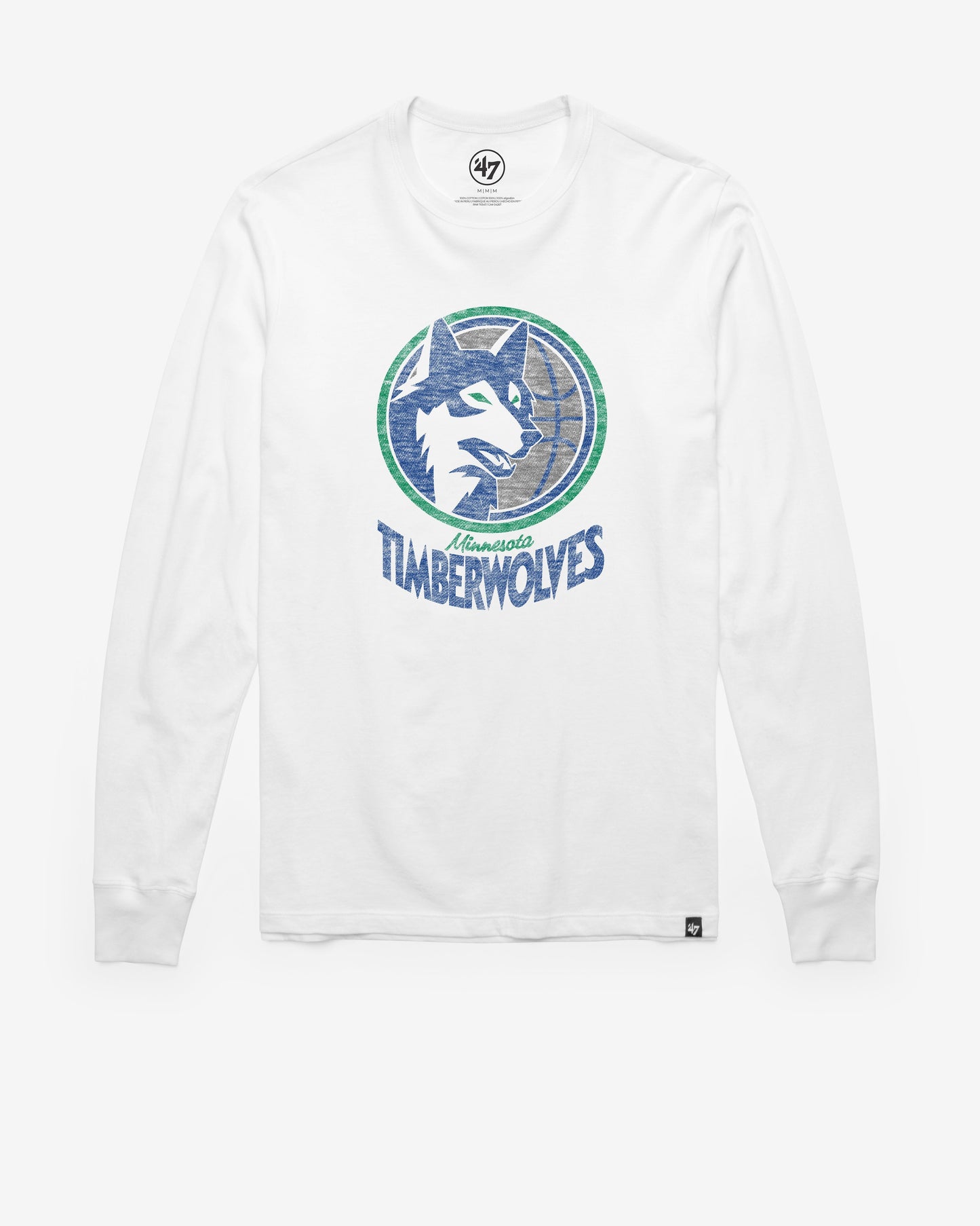 MINNESOTA TIMBERWOLVES HARDWOOD CLASSICS PREMIER '47 FRANKLIN LONG SLEEVE TEE WHITE WASH