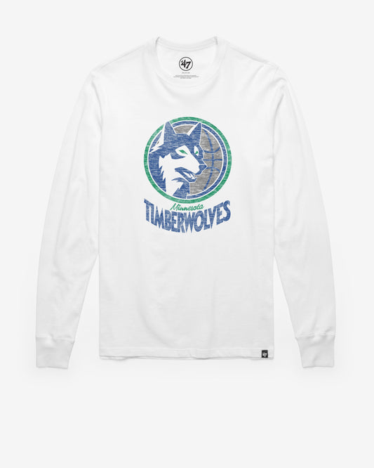 MINNESOTA TIMBERWOLVES HARDWOOD CLASSICS PREMIER '47 FRANKLIN LONG SLEEVE TEE WHITE WASH