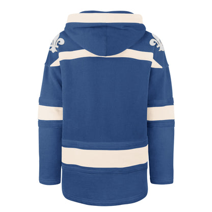 QUEBEC NORDIQUES VINTAGE SUPERIOR '47 LACER HOOD BLUE RAZ