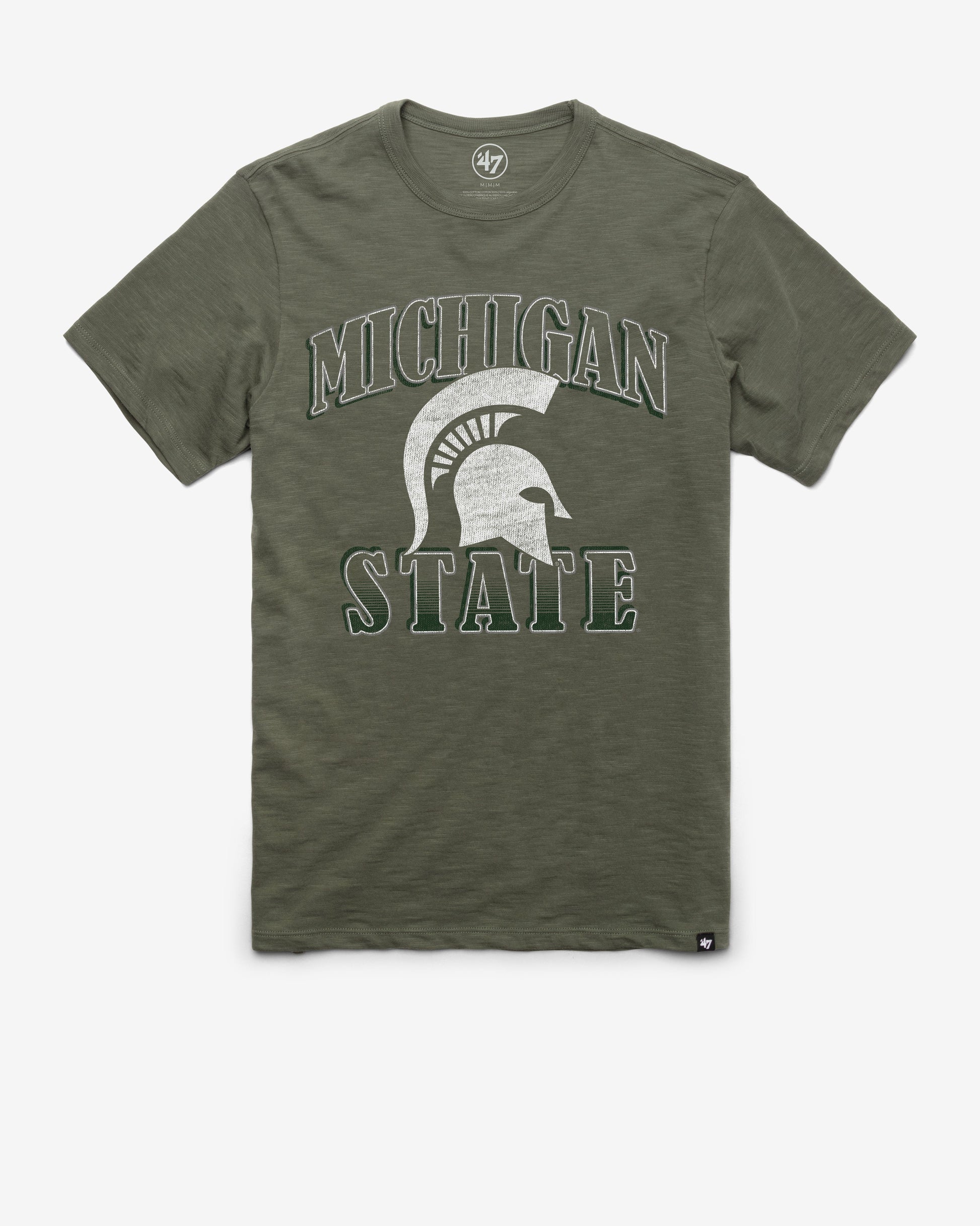 MICHIGAN STATE SPARTANS OVERRUN '47 SCRUM TEE BOTTLE GREEN