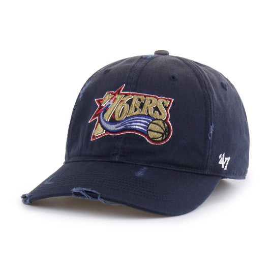 PHILADELPHIA 76ERS HARDWOOD CLASSICS WORN '47 FRANCHISE LIFESTYLE NAVY