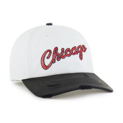 CHICAGO BULLS HARDWOOD CLASSICS WORN SCRIPT '47 CLEAN UP MF MID FIT WHITE