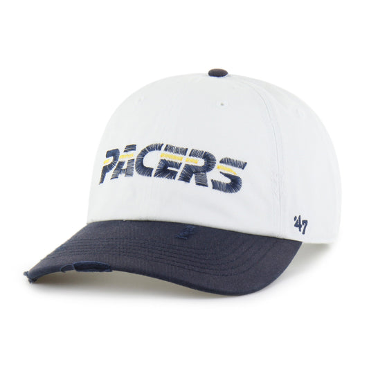 INDIANA PACERS HARDWOOD CLASSICS WORN SCRIPT '47 CLEAN UP MF MID FIT WHITE