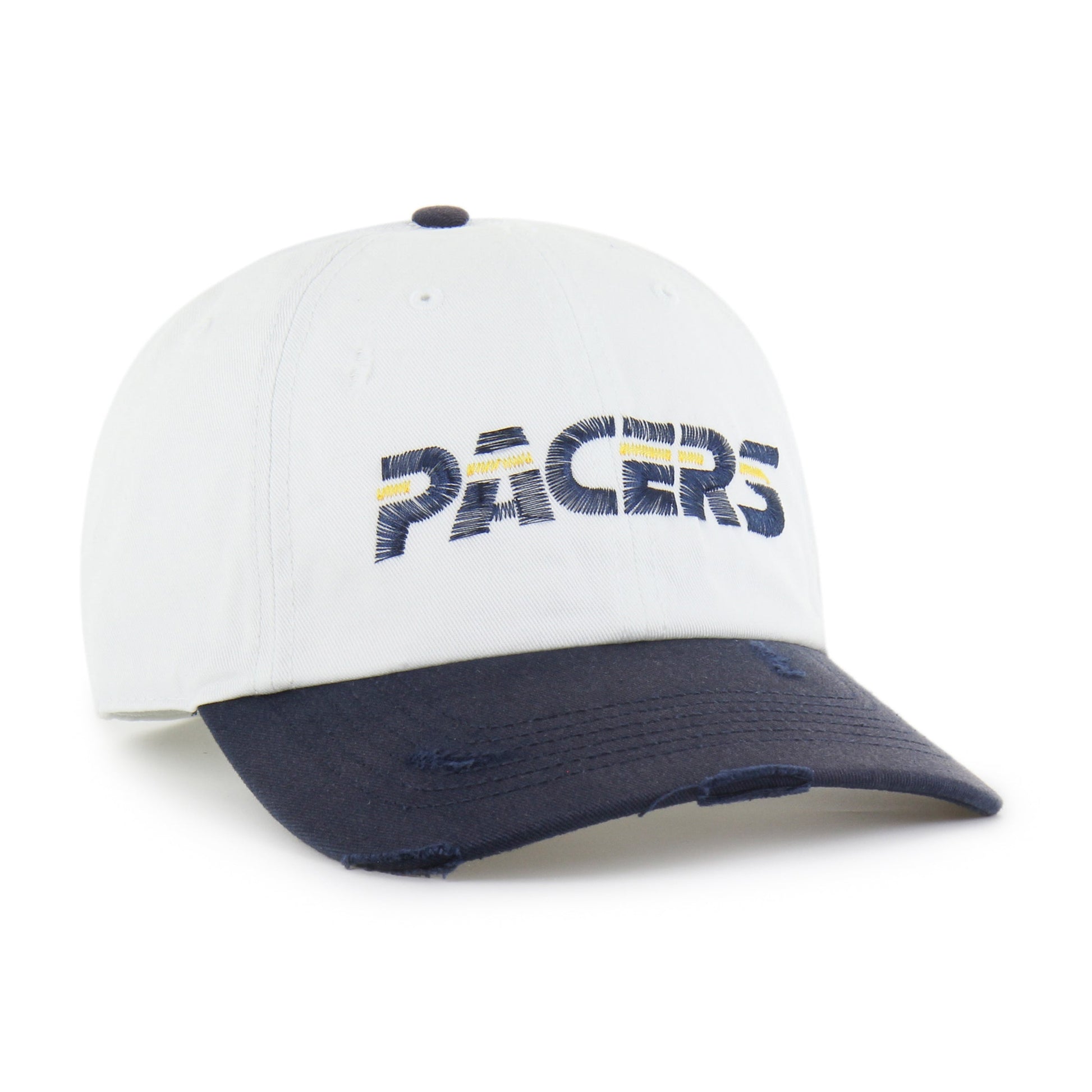 INDIANA PACERS HARDWOOD CLASSICS WORN SCRIPT '47 CLEAN UP MF MID FIT WHITE