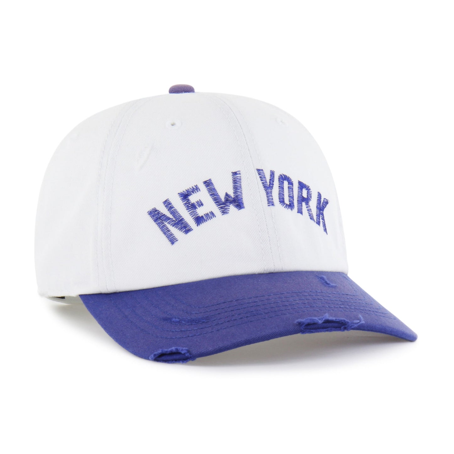 NEW YORK KNICKS HARDWOOD CLASSICS WORN SCRIPT '47 CLEAN UP MF MID FIT WHITE