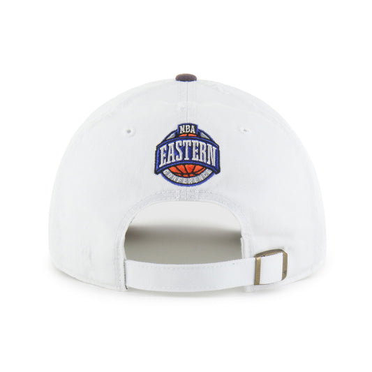 PHILADELPHIA 76ERS HARDWOOD CLASSICS WORN SCRIPT '47 CLEAN UP MF MID FIT WHITE