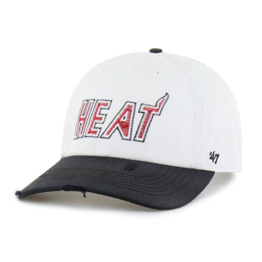 MIAMI HEAT HARDWOOD CLASSICS WORN SCRIPT '47 CLEAN UP MF MID FIT WHITE