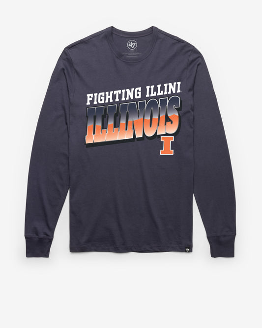 ILLINOIS FIGHTING ILLINI POLISHED '47 FRANKLIN LONG SLEEVE TEE ATLAS BLUE