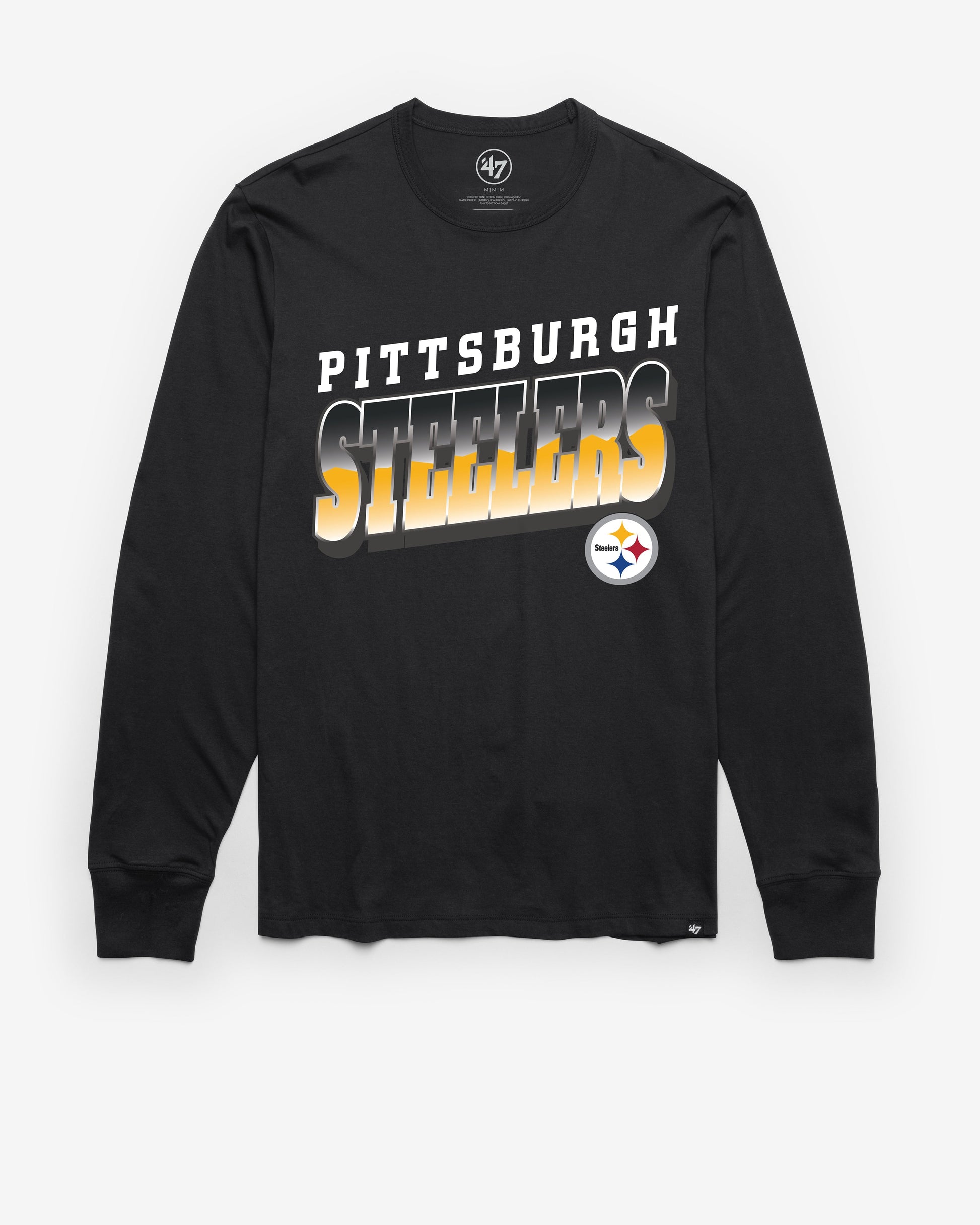 PITTSBURGH STEELERS POLISHED '47 FRANKLIN LONG SLEEVE TEE FLINT BLACK